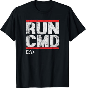 Run CMD Distressed Funny T-Shirt - T-Shirt | Black