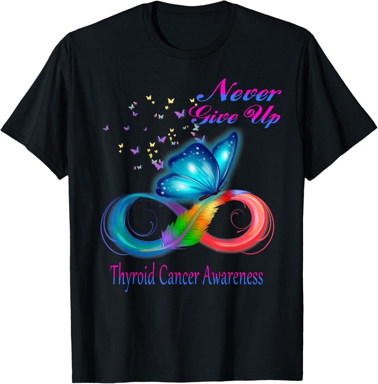 Butterfly Thyroid Cancer Awareness T-Shirt - T-Shirt | Black