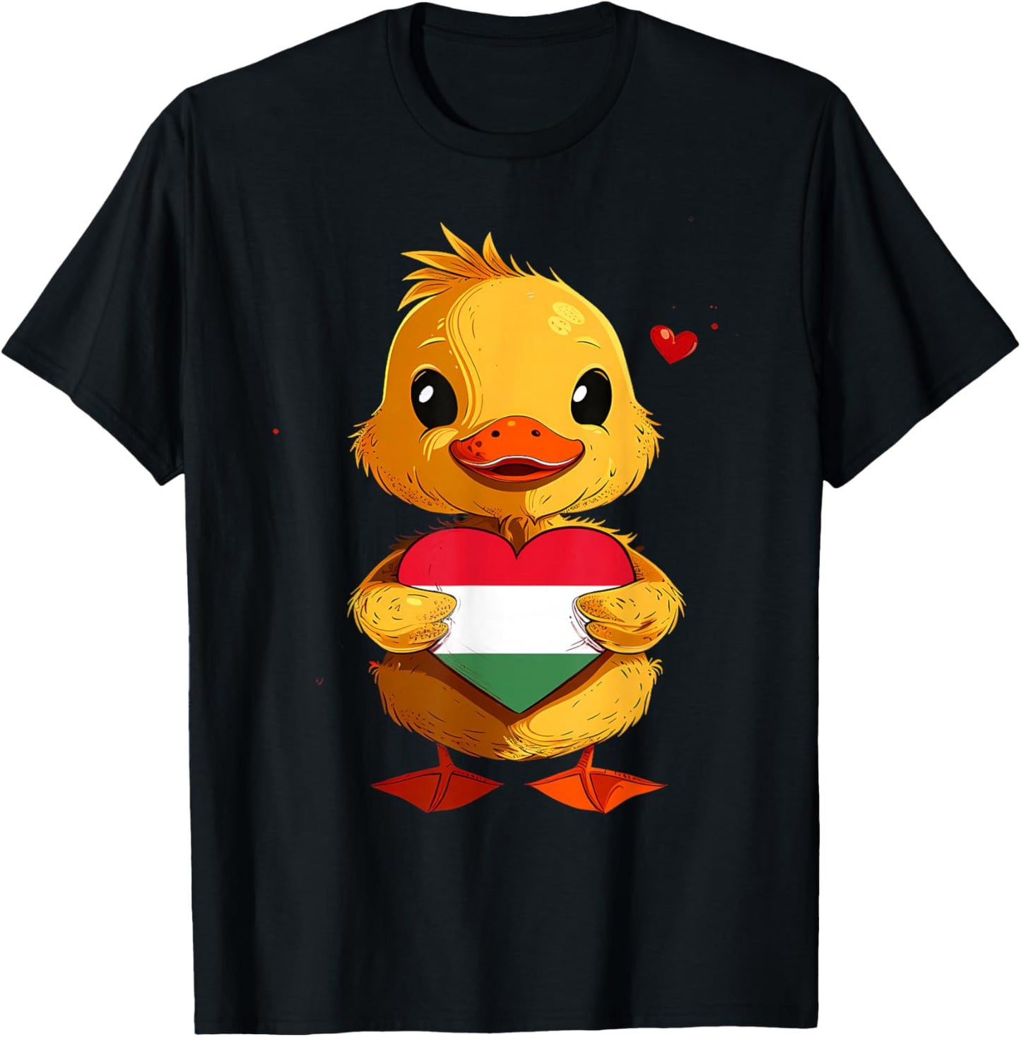 Hungarian Flag Cute Duck Heart Hungarian Pride Hungary T-Shirt - T-Shirt | Black