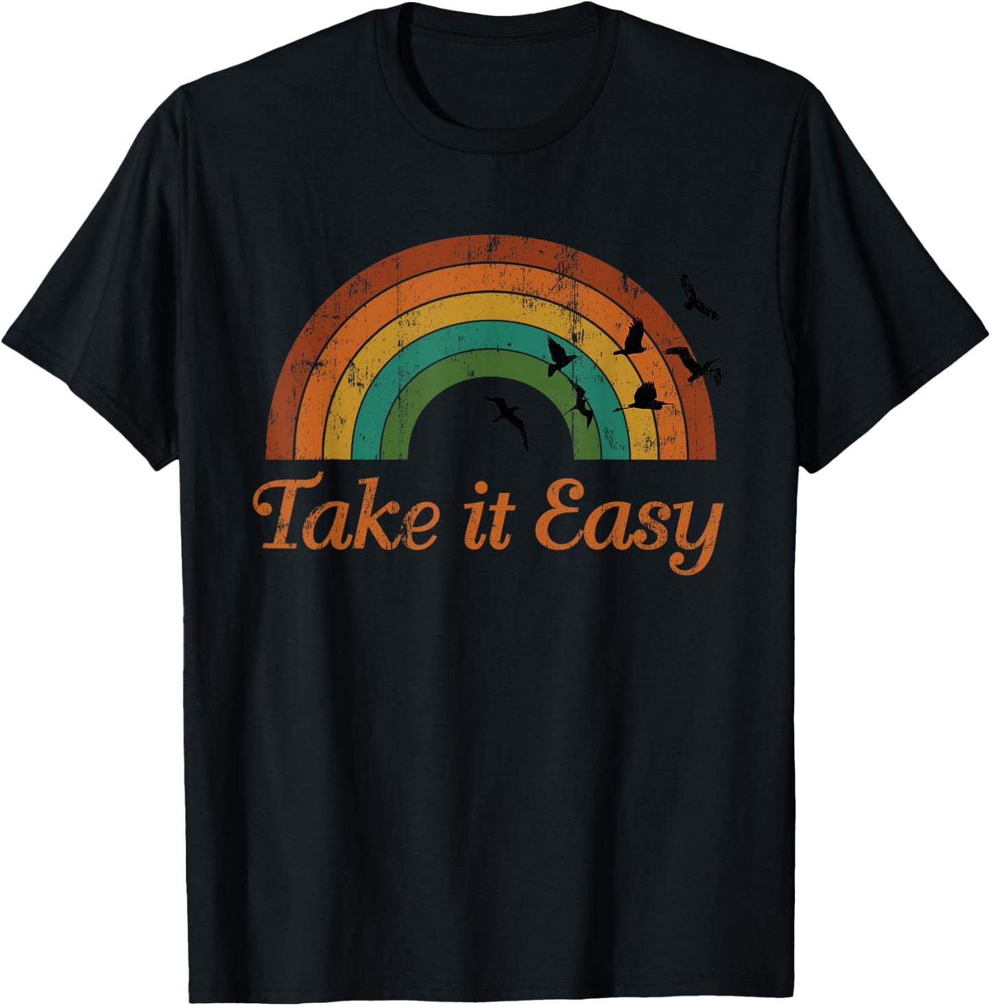 Vintage Retro Weathered look Take it Easy T-Shirt - T-Shirt | Black