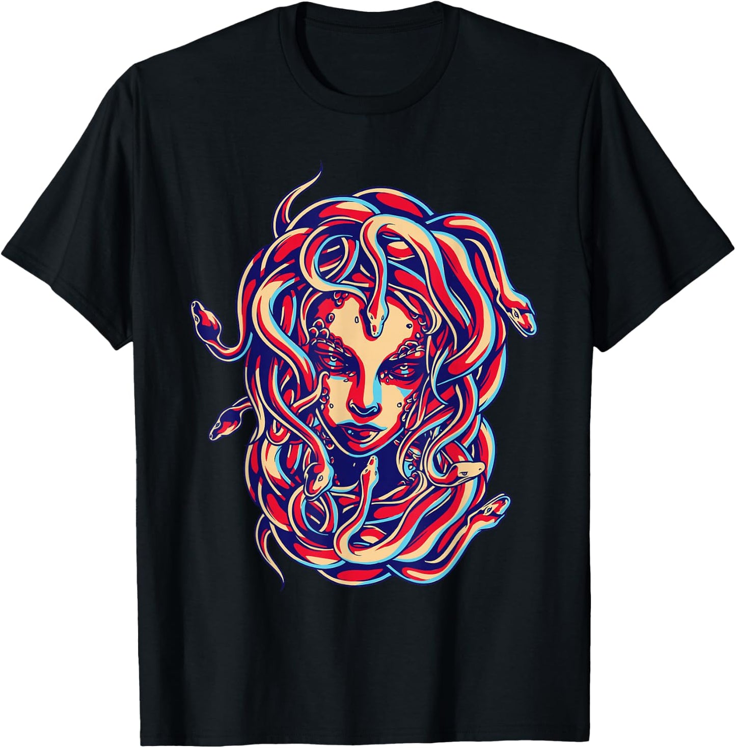 Medusa Head Snake Hair Greek Mythology Gift T-Shirt - T-Shirt | Black