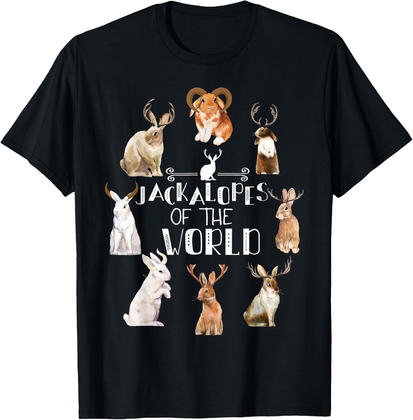 Jackalope T shirt Cryptozoology Camping Rabbit Bunny Gift T-Shirt - T-Shirt | Black