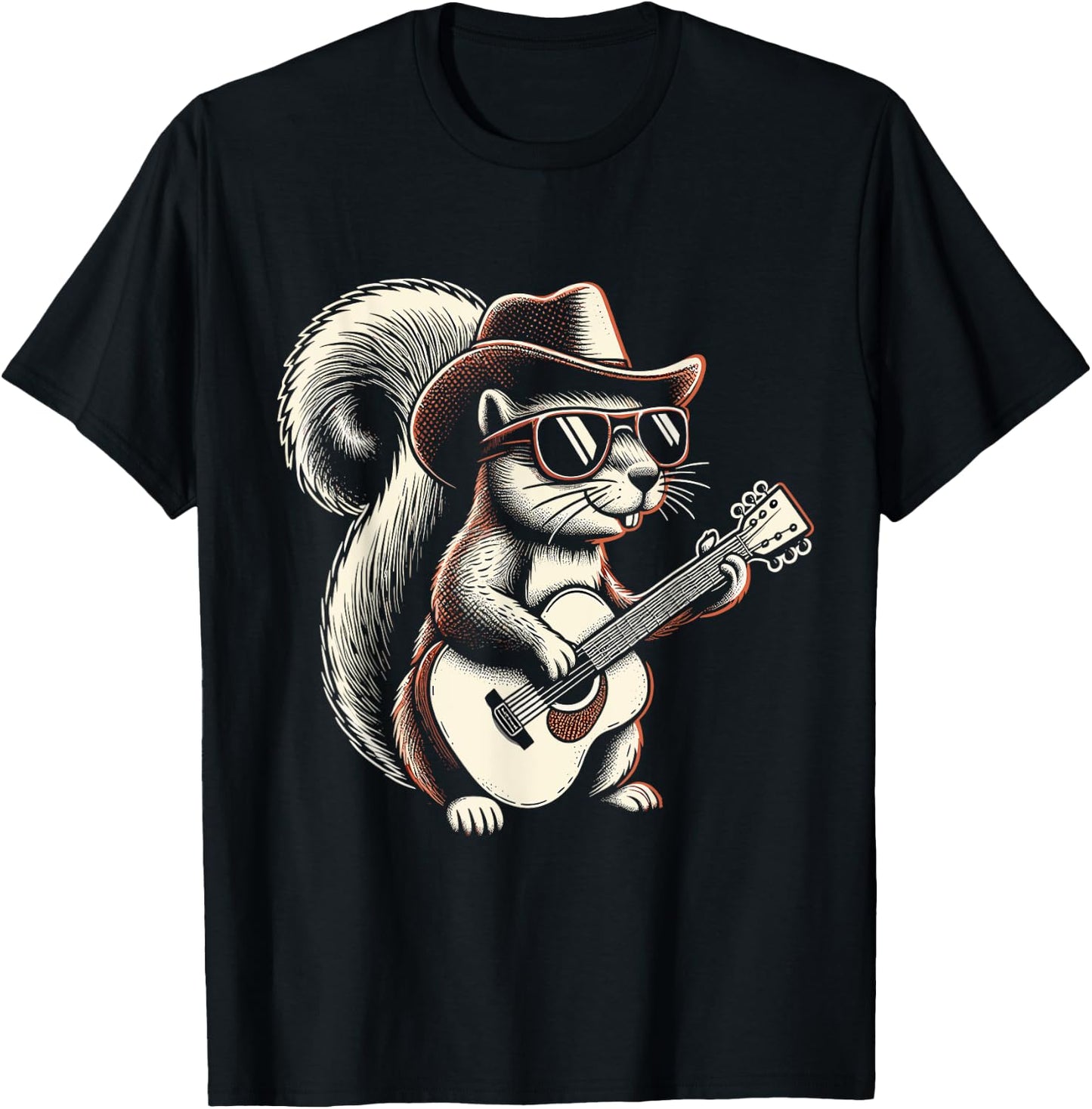 Squirrel Playing Guitar T-Shirt - T-Shirt | Black