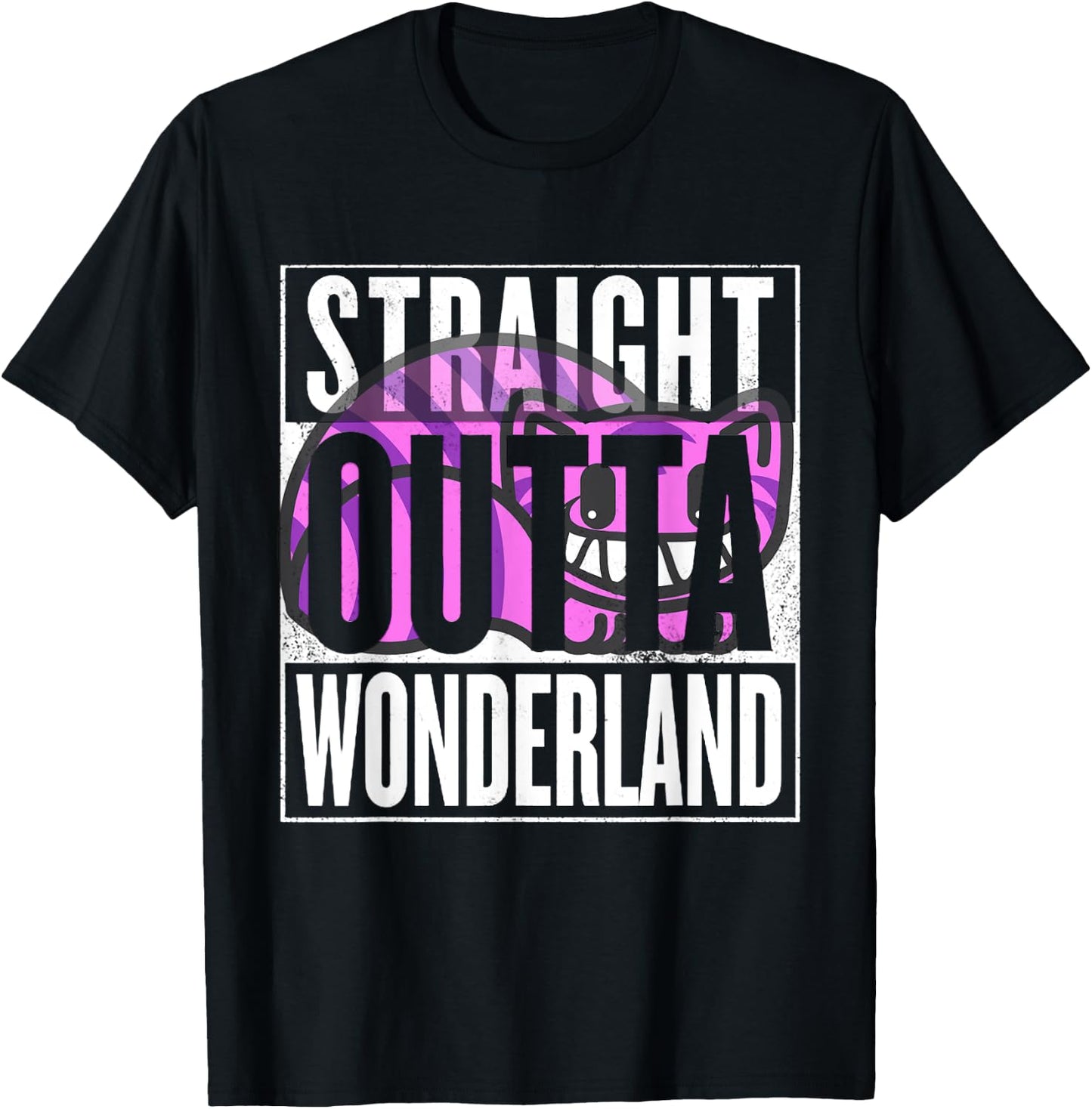 Straight Outta Wonderland Cheshire - Cat Women Kids T-Shirt - T-Shirt | Black