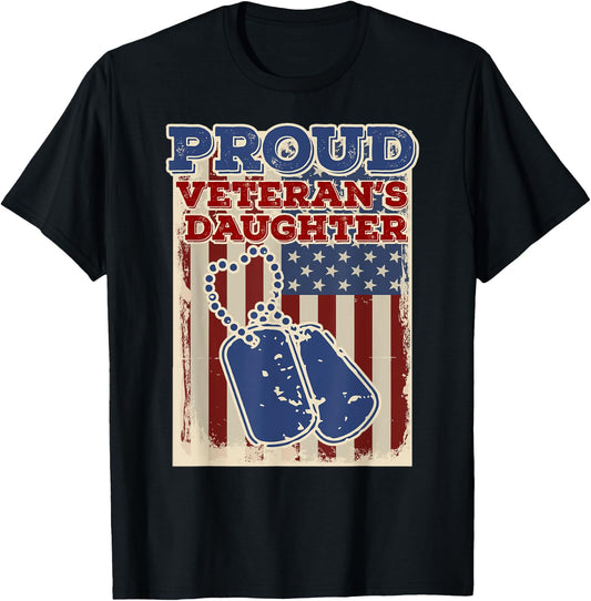 Proud Veterans Daughter T-Shirt - T-Shirt | Black