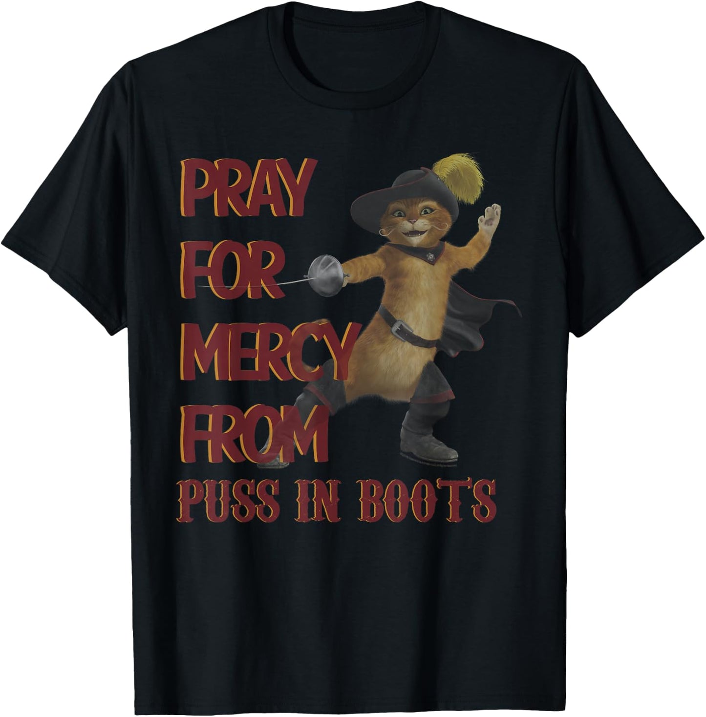 Shrek 2 Pray for Mercy from Puss in Boots T-Shirt - T-Shirt | Black