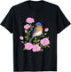 Eastern Bluebird and Pretty Pink Roses T-Shirt - T-Shirt | Black