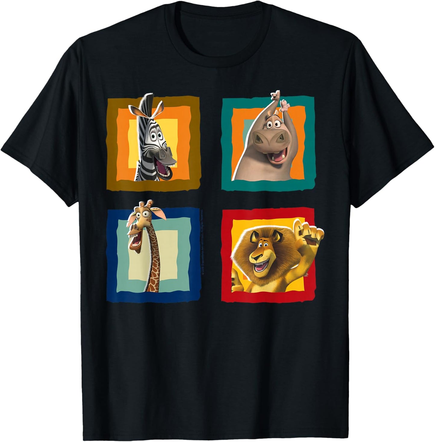 Madagascar Group Shot Quad Panel Poster T-Shirt - T-Shirt | Black