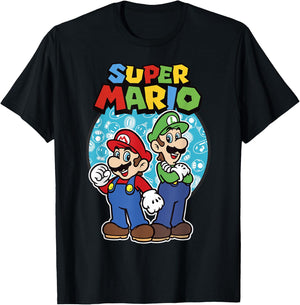 Nintendo Super Mario Luigi & Mario Brothers Ready To Play T-Shirt - T-Shirt | Black