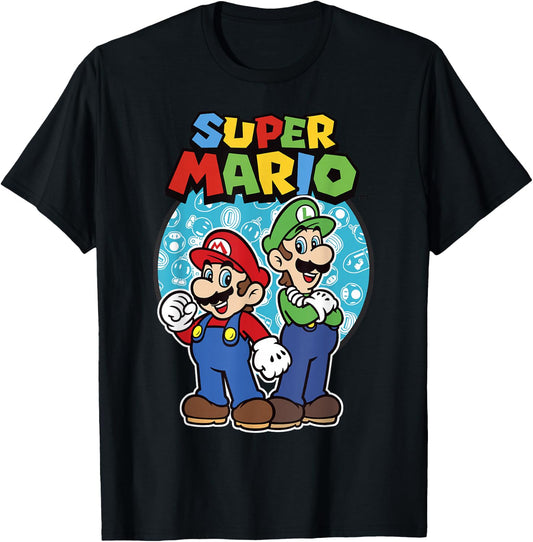 Nintendo Super Mario Luigi & Mario Brothers Ready To Play T-Shirt - T-Shirt | Black