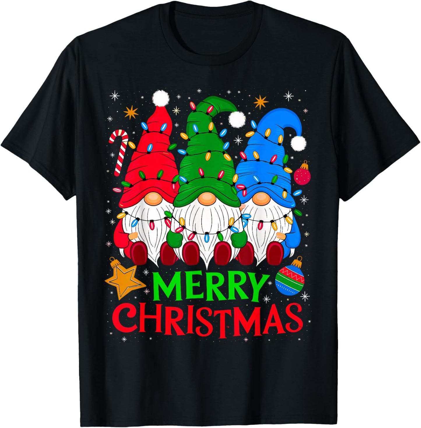 Gnomes Merry Christmas Xmas Matching T-Shirt - T-Shirt | Black