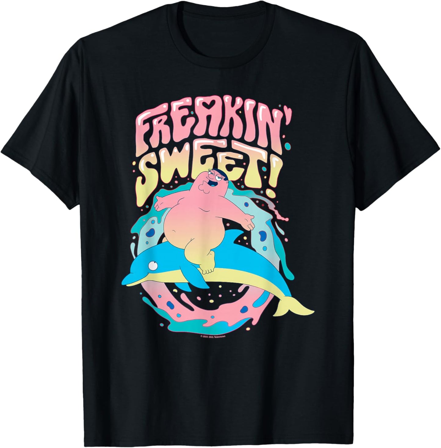 Family Guy Freakin Sweet Peter Griffin Colorful Chest Logo T-Shirt - T-Shirt | Black