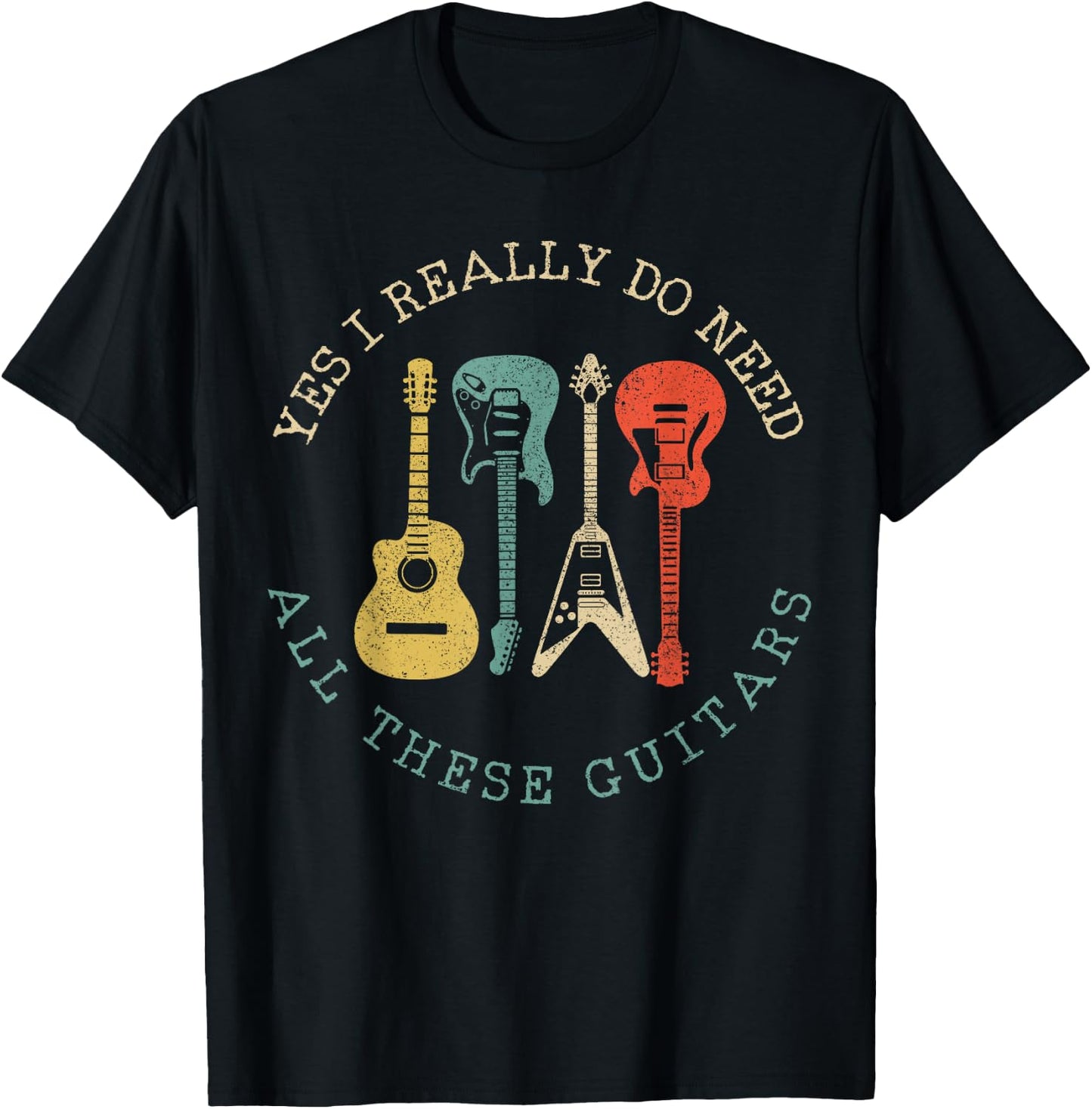 Guitar Vintage Saying Funny Guitarist Gift T-Shirt - T-Shirt | Black