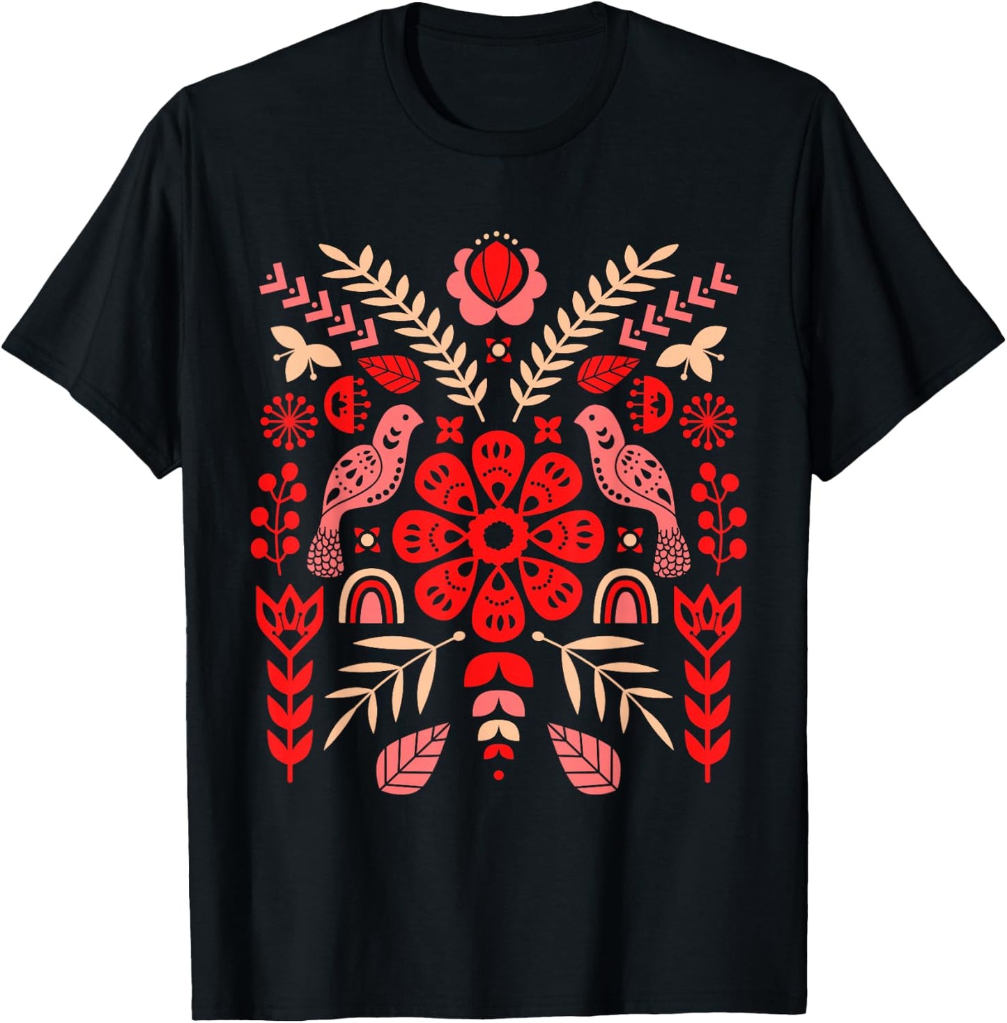 Ukrainian Birds | Vyshyvanka Style T-Shirt - T-Shirt | Black