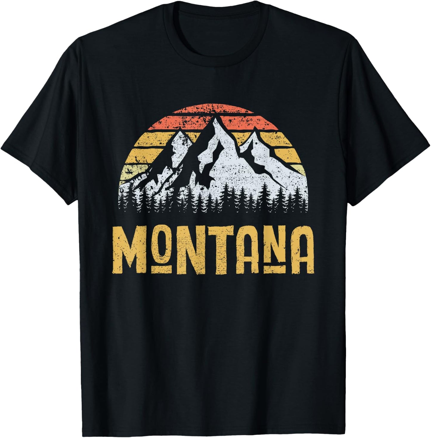 Vintage Retro MT Montana U.S. Mountain State T-Shirt - T-Shirt | Black