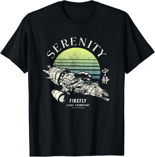 Firefly Serenity Class Transport Distressed Big Chest Poster T-Shirt - T-Shirt | Black