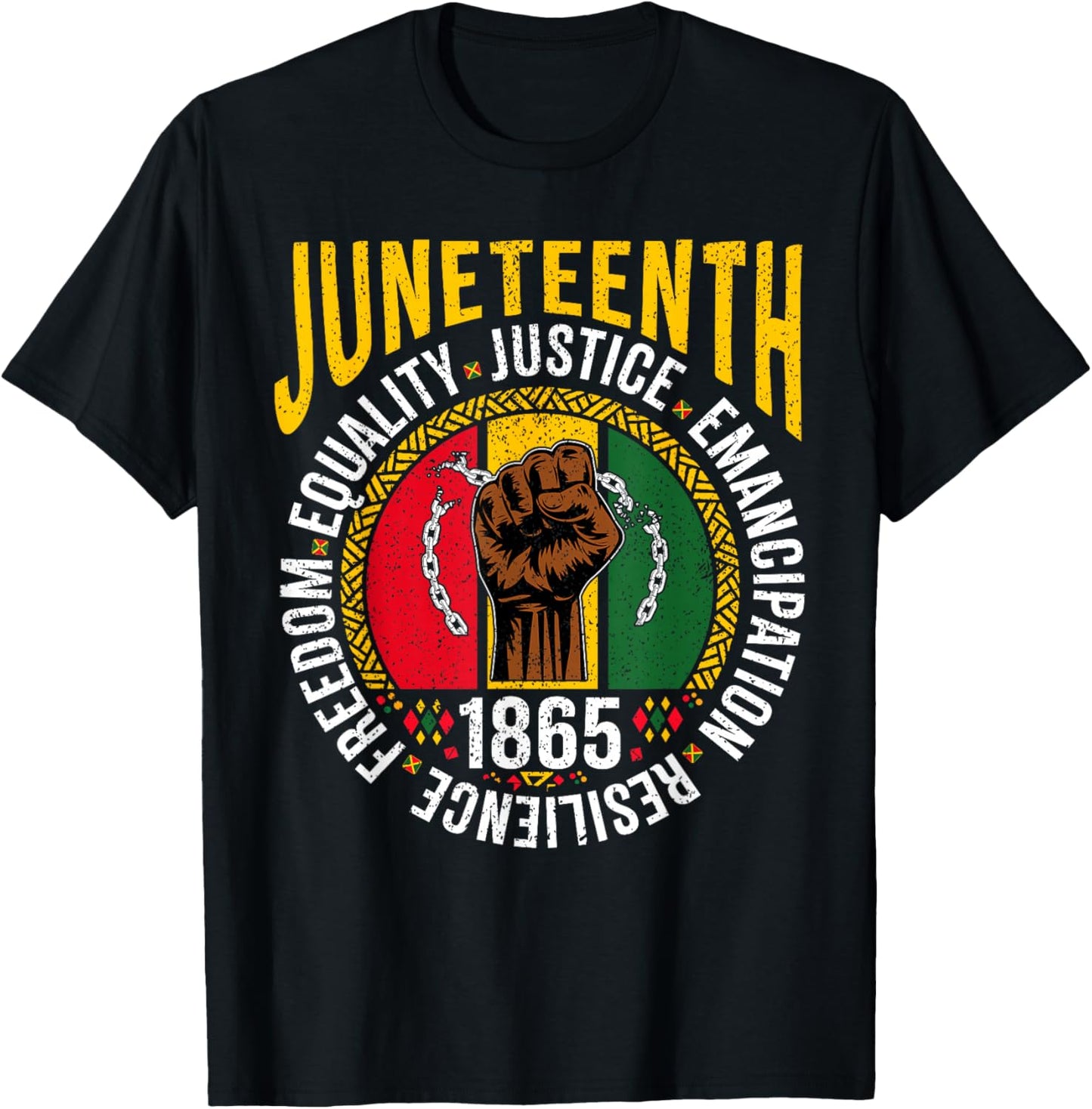 Juneteenth Men Black Freedom Equality Celebration T-Shirt - T-Shirt | Black