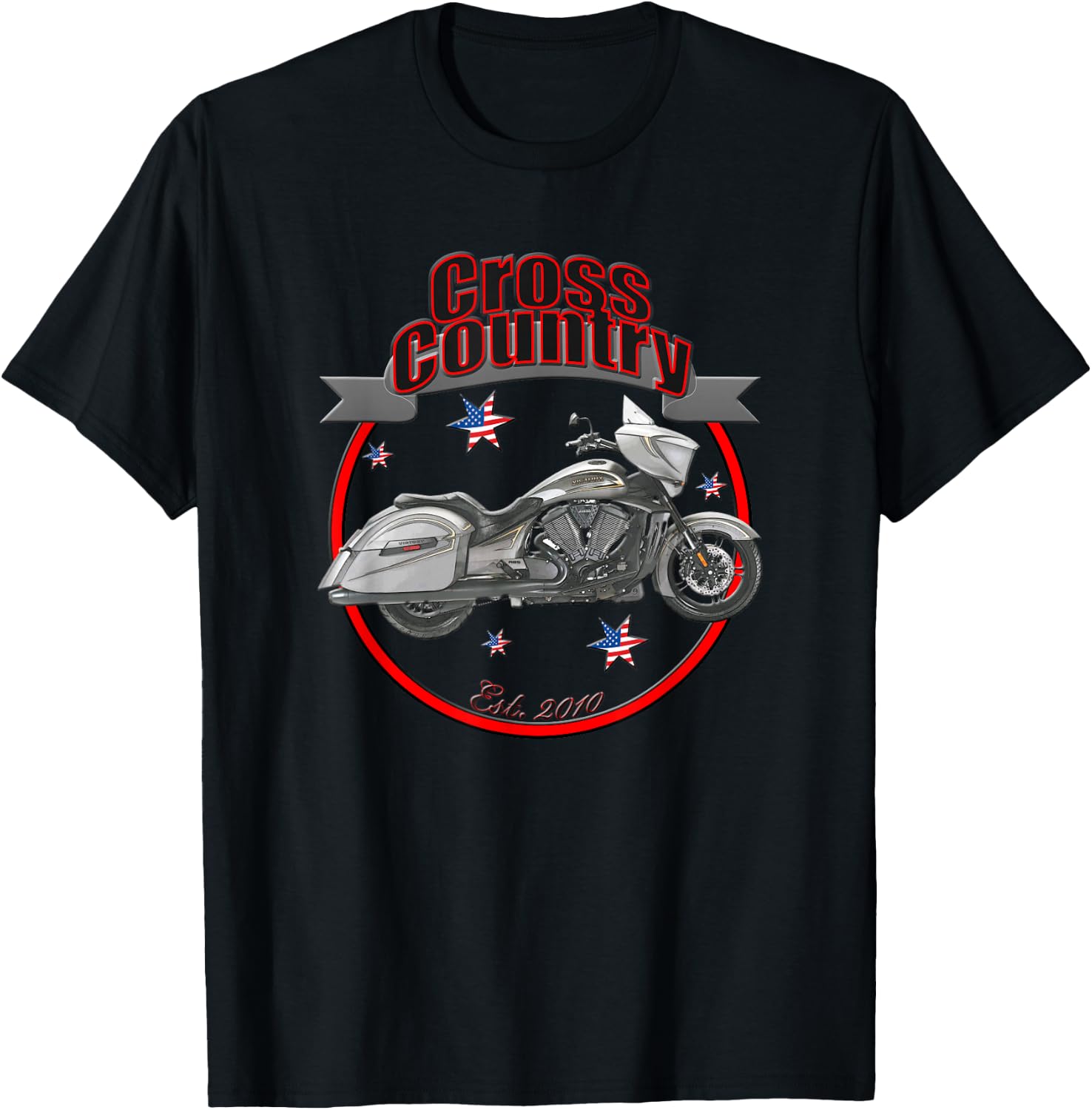 Victory Cross Country U.S.A. Star Motorcycle T-Shirt - T-Shirt | Black