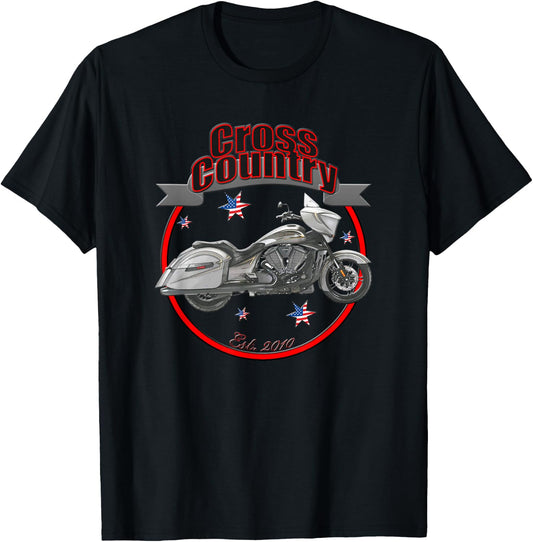 Victory Cross Country U.S.A. Star Motorcycle T-Shirt - T-Shirt | Black