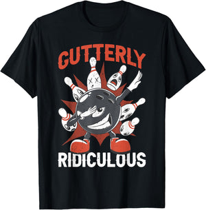 Gutterly Ridiculous Funny Bowling Bowler T-Shirt - T-Shirt | Black