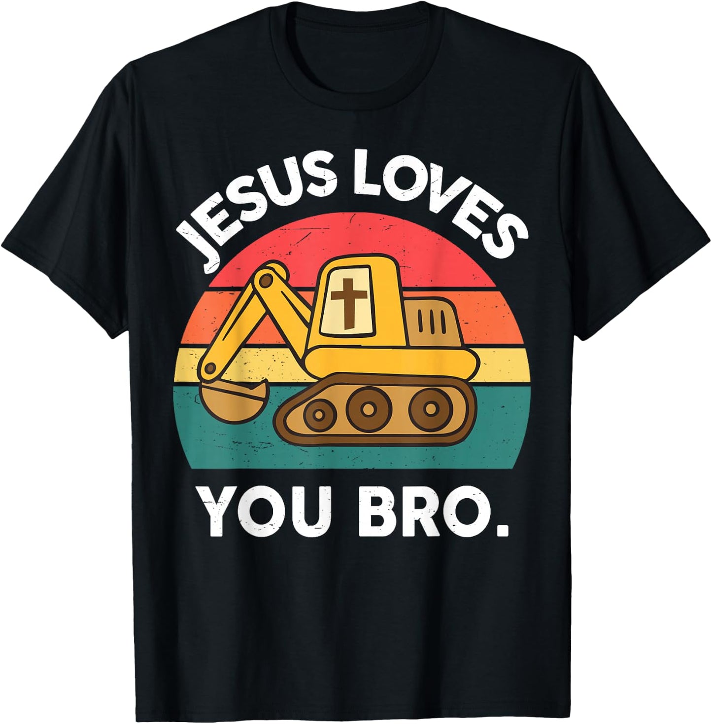 Boy Jesus Loves You Bro Funny Christian Construction Toddler T-Shirt - T-Shirt | Black