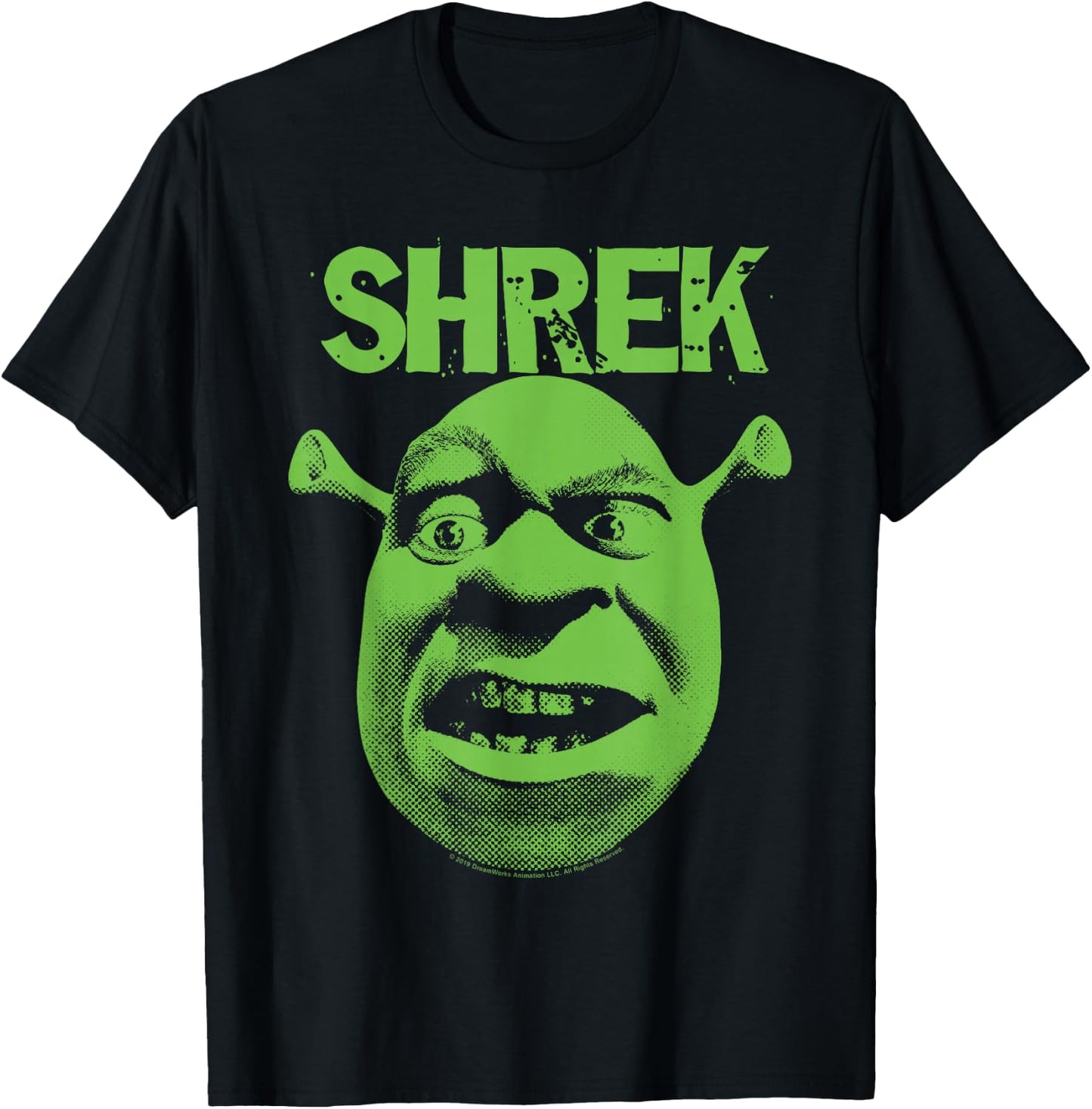 Shrek Grumpy Green Comic Art Face T-Shirt - T-Shirt | Black