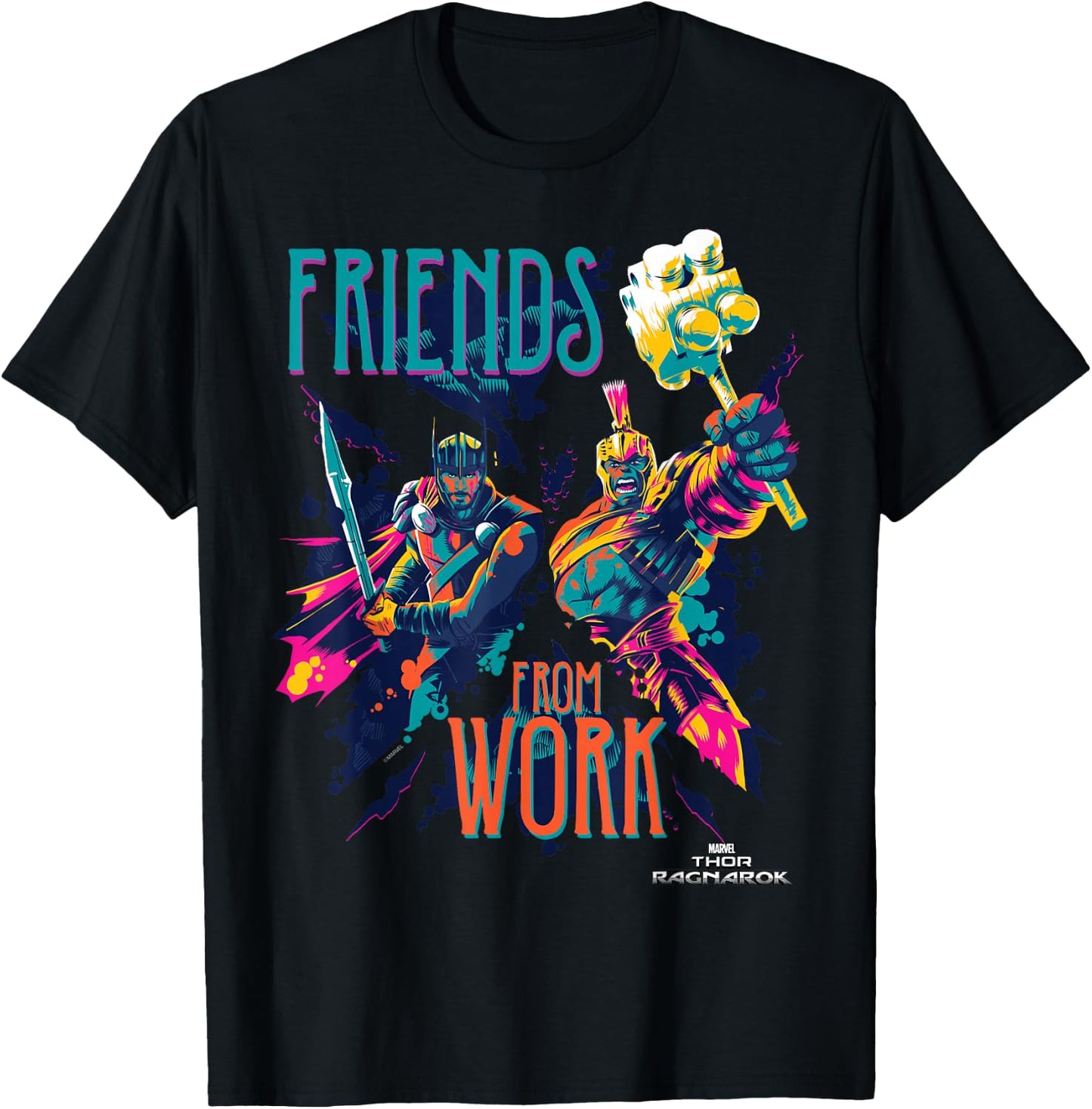 Marvel Thor Ragnarok Working Friends Neon Blast T-Shirt - T-Shirt | Black