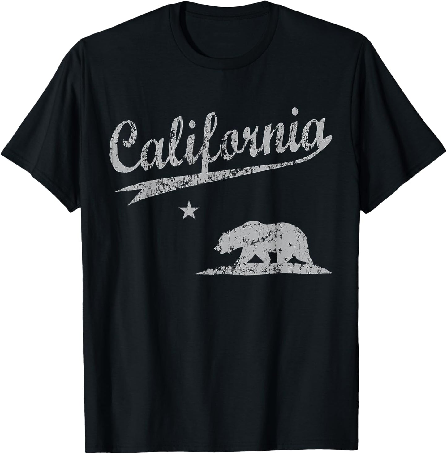 California Republic Flag Vintage Distressed Men Women Kids T-Shirt - T-Shirt | Black