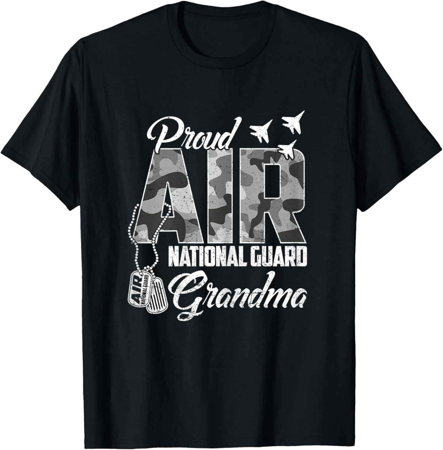 Proud Air National Guard Grandma US Camo Family Matching T-Shirt - T-Shirt | Black