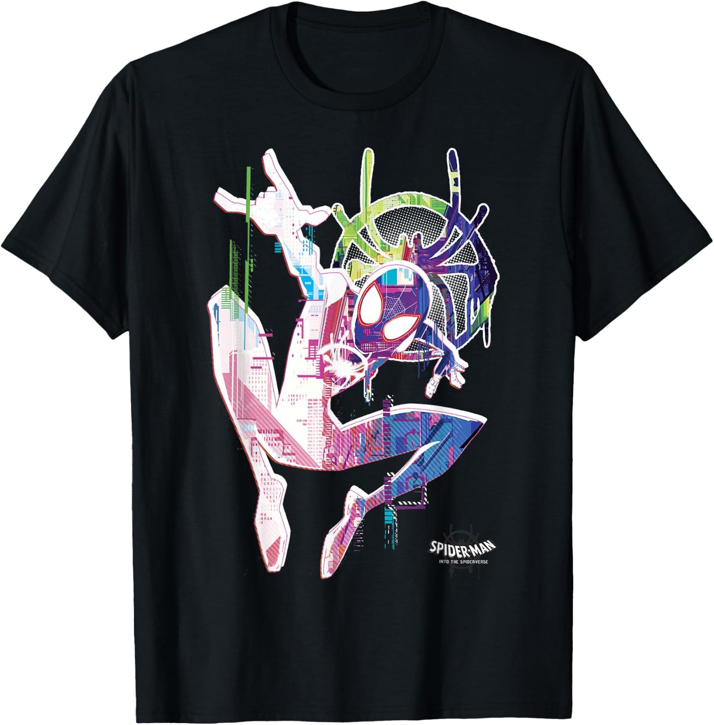 Marvel Spider-Man Spiderverse Watercolor Spidey Pose T-Shirt - T-Shirt | Black