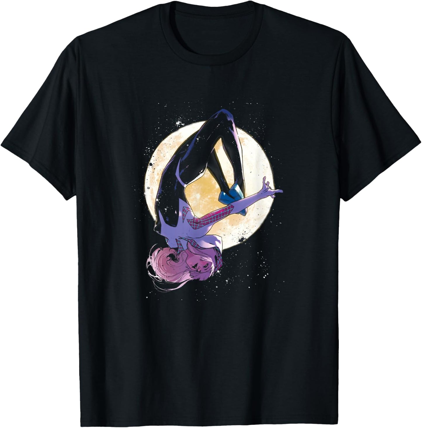 Marvel Spider-Gwen Moonlit Somersault Silhouette T-Shirt - T-Shirt | Black