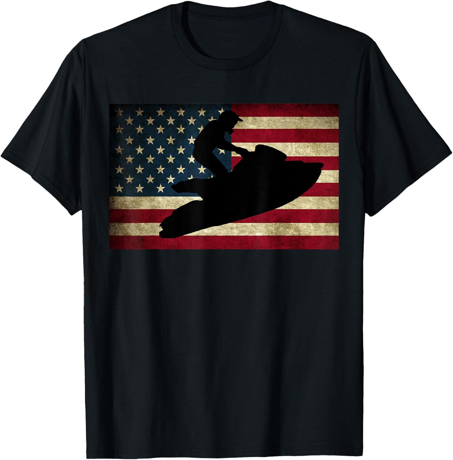 Jet Ski T Shirt Jet Skier Jet Skiing USA Flag T-Shirt - T-Shirt | Black
