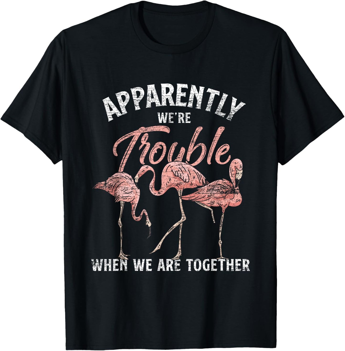 Apparently We Are Trouble When We Are Together Flamingo T-Shirt - T-Shirt | Black