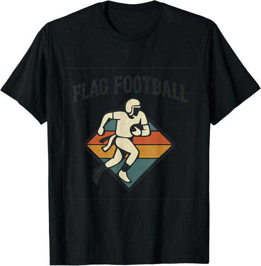 Retro Flag Football Enthusiast T-Shirt - T-Shirt | Black