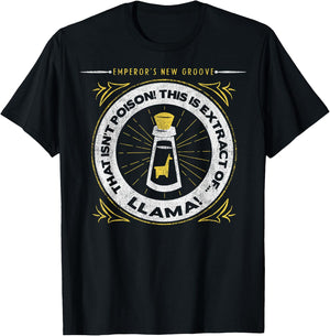 Disney Emperors New Groove Extract of Llama Logo Small T-Shirt - T-Shirt | Black