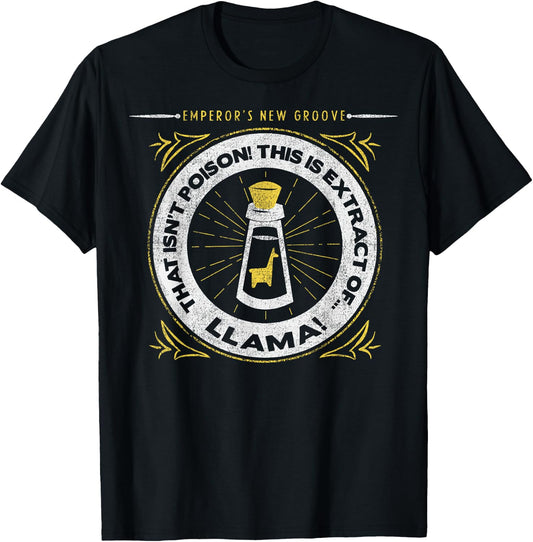 Disney Emperors New Groove Extract of Llama Logo Small T-Shirt - T-Shirt | Black
