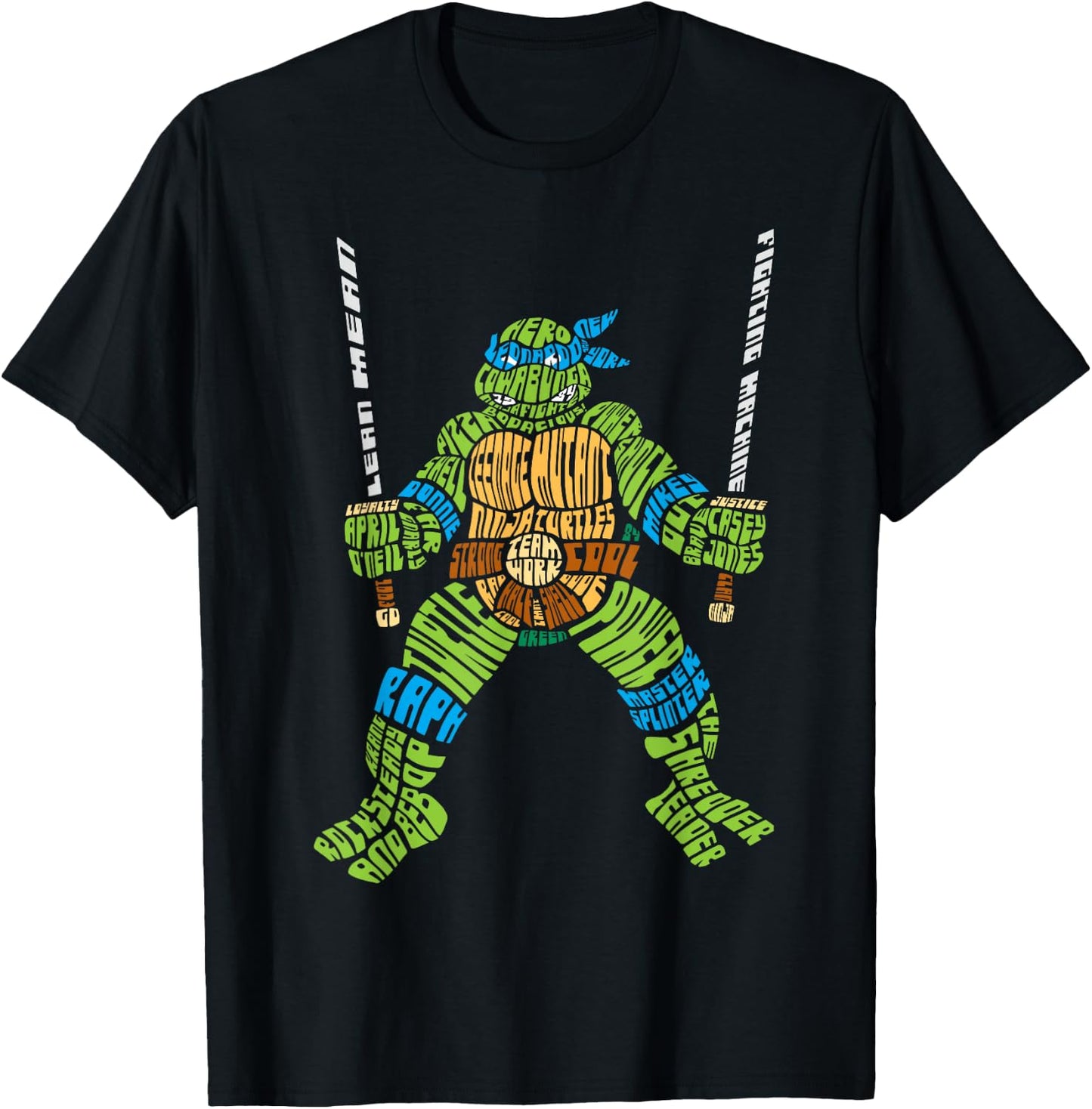 Teenage Mutant Ninja Turtles Leonardo Lettered T-Shirt - T-Shirt | Black