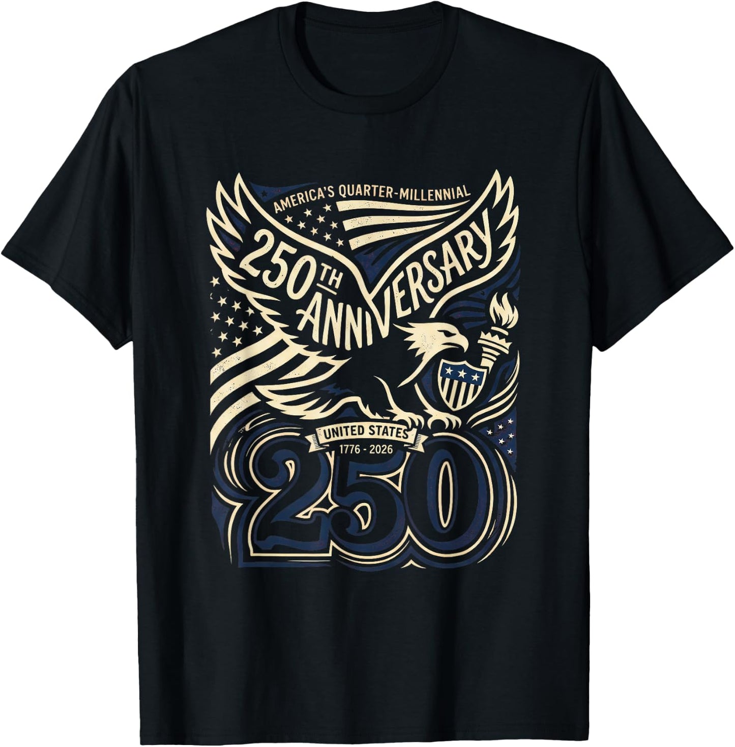 Patriotic Vintage 250th Anniversary USA 250 Year 4th of July T-Shirt - T-Shirt | Black