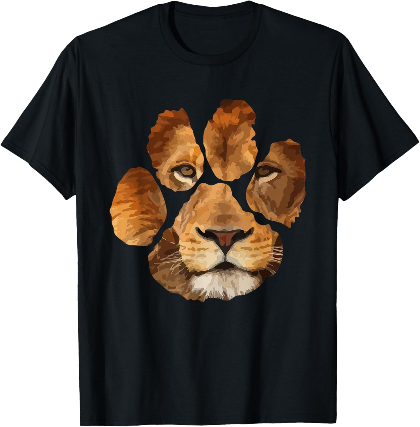 Lion Paw Print Animal T-Shirt - T-Shirt | Black