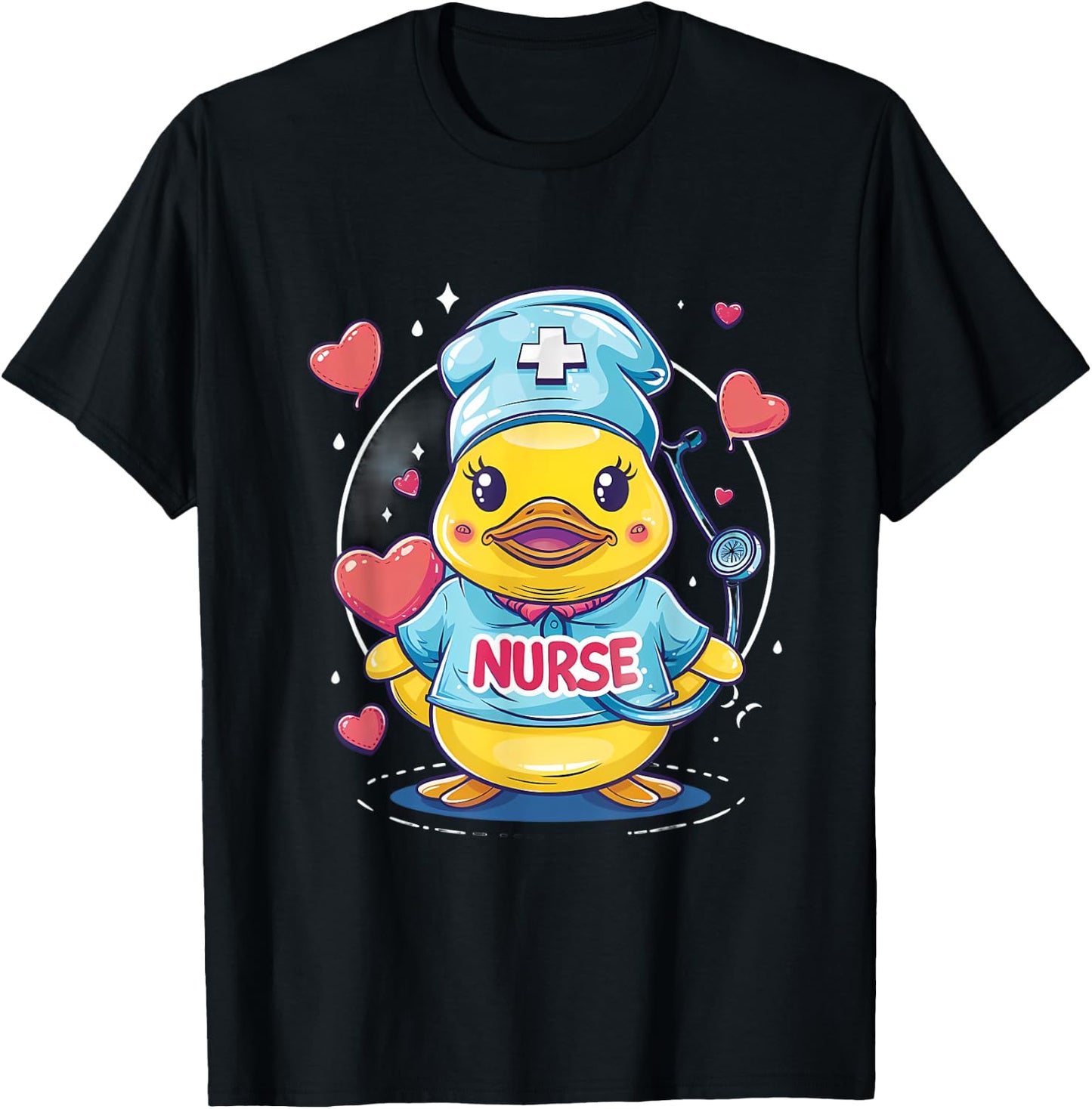 Nurse Rubber Duck Heart Rubber Duckie Nurse Appreciation T-Shirt - T-Shirt | Black