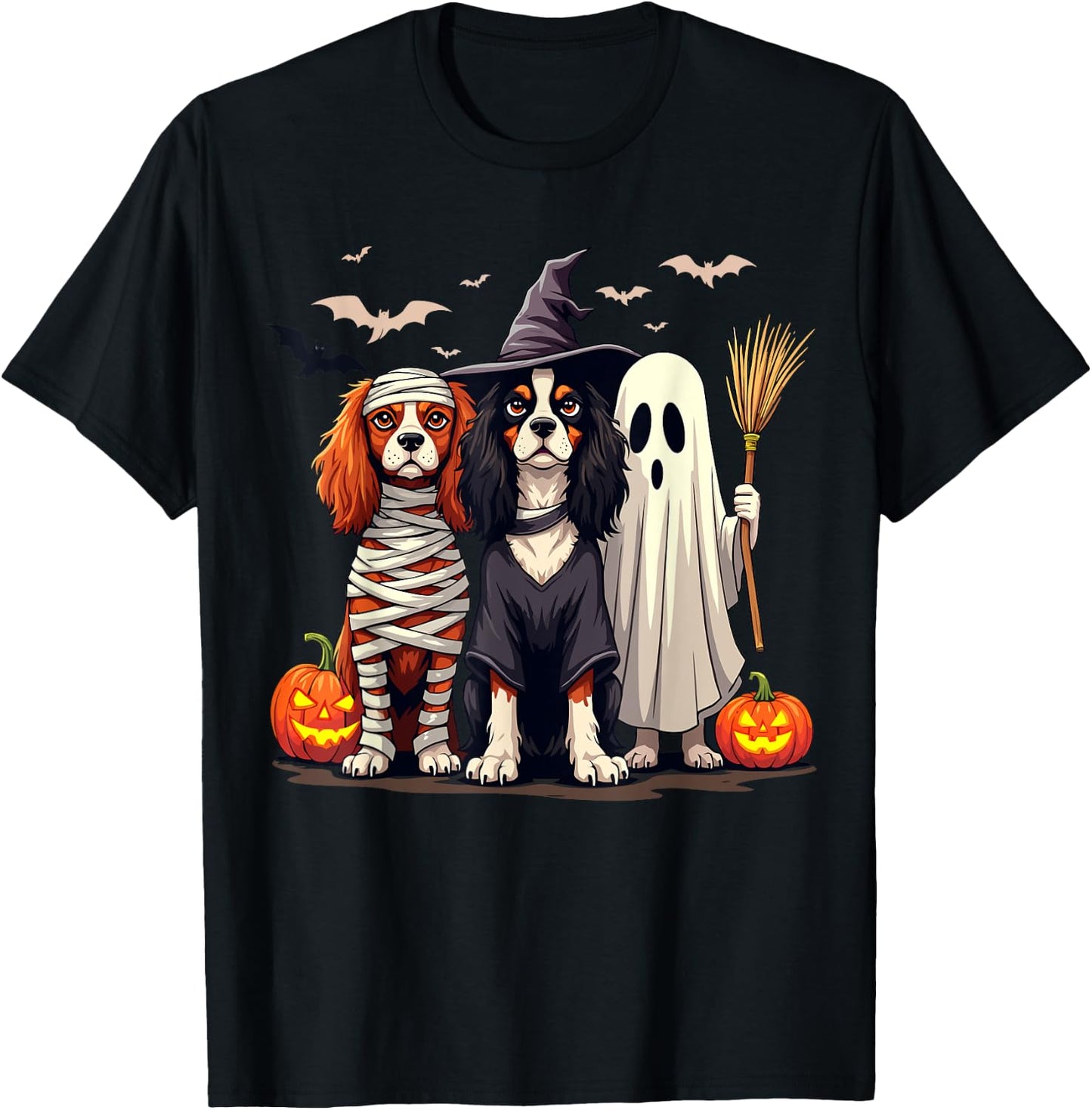 Cavalier King Charles Spaniel Halloween Costume Mum Witch T-Shirt - T-Shirt | Black
