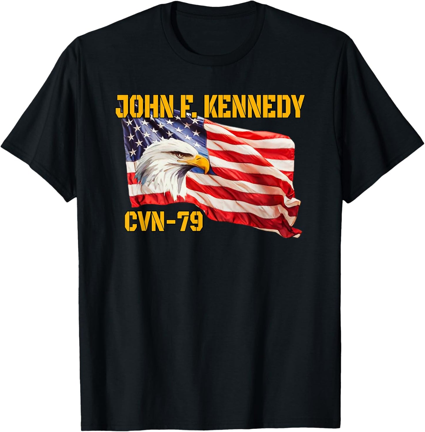 Warship John F. Kennedy CVN-79 Aircraft Carrier Veterans Day T-Shirt - T-Shirt | Black