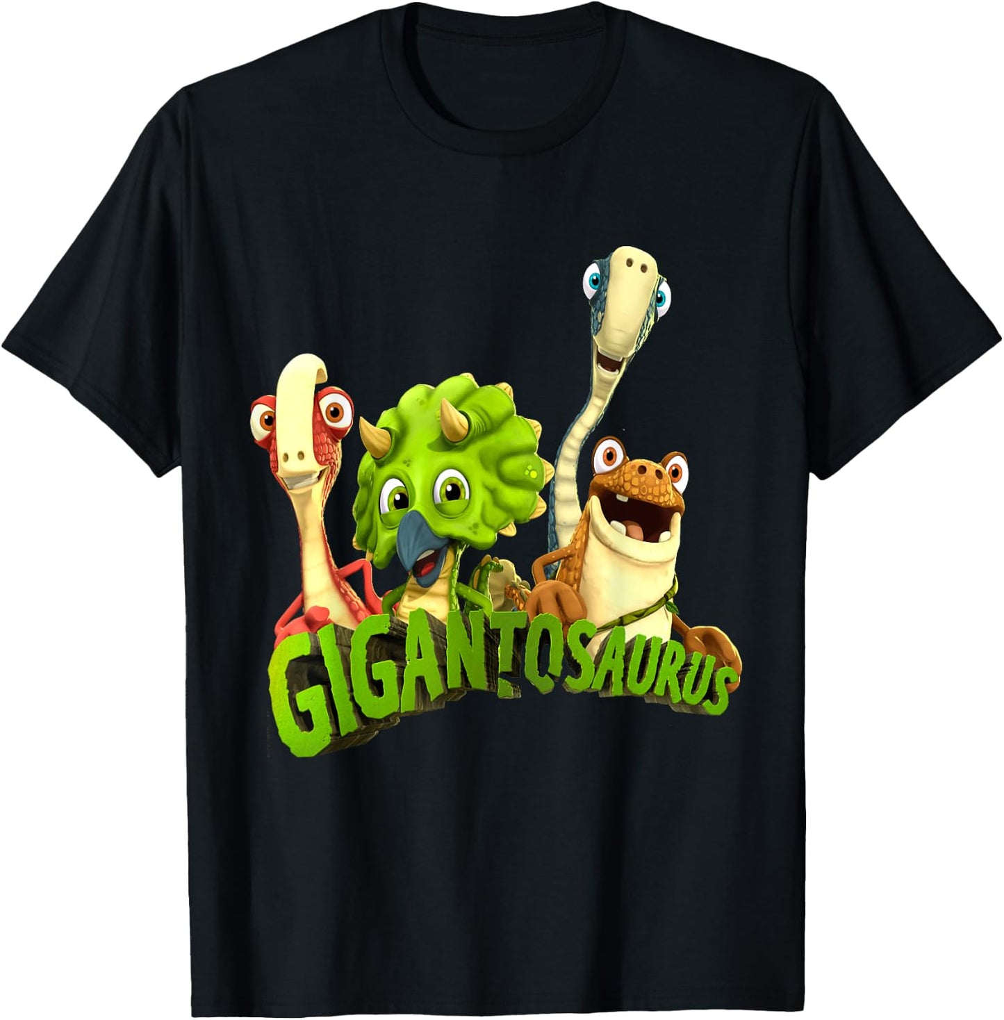 Gigantosaurus Logo with 4 Kid Dinos T-Shirt - T-Shirt | Black