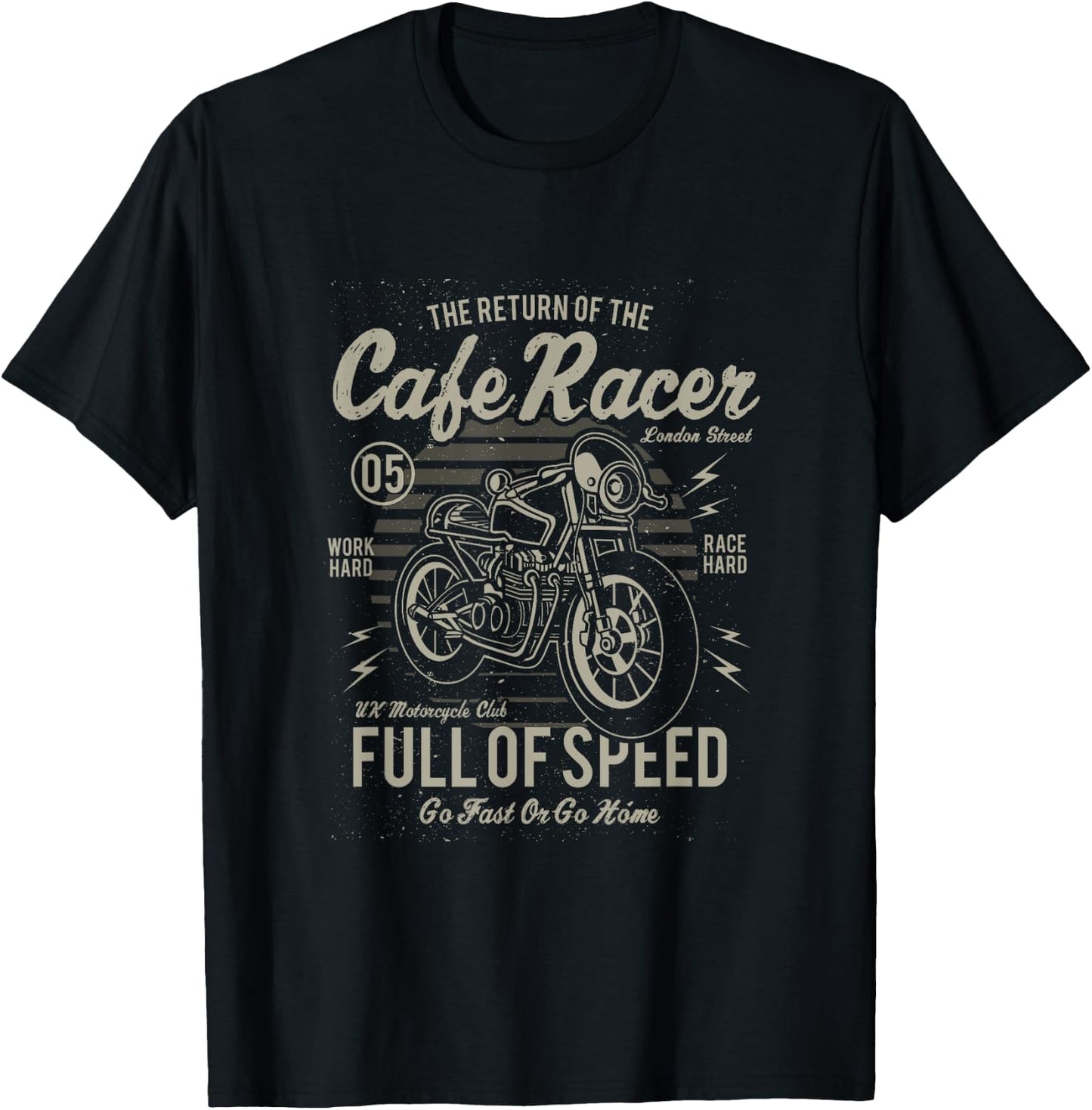 Cafe Racer Full of Speed Vintage Motorcycle T-Shirt - T-Shirt | Black