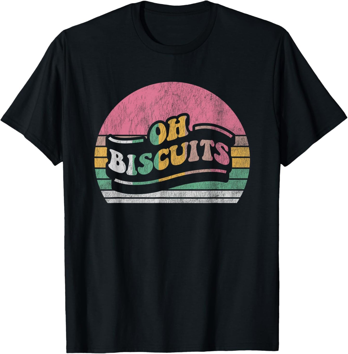 Oh Biscuits Funny Retro Style Quote T-Shirt - T-Shirt | Black