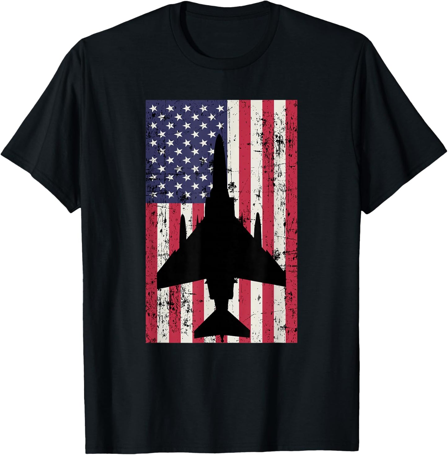 Patriotic F-4 Phantom American flag T-Shirt - T-Shirt | Black