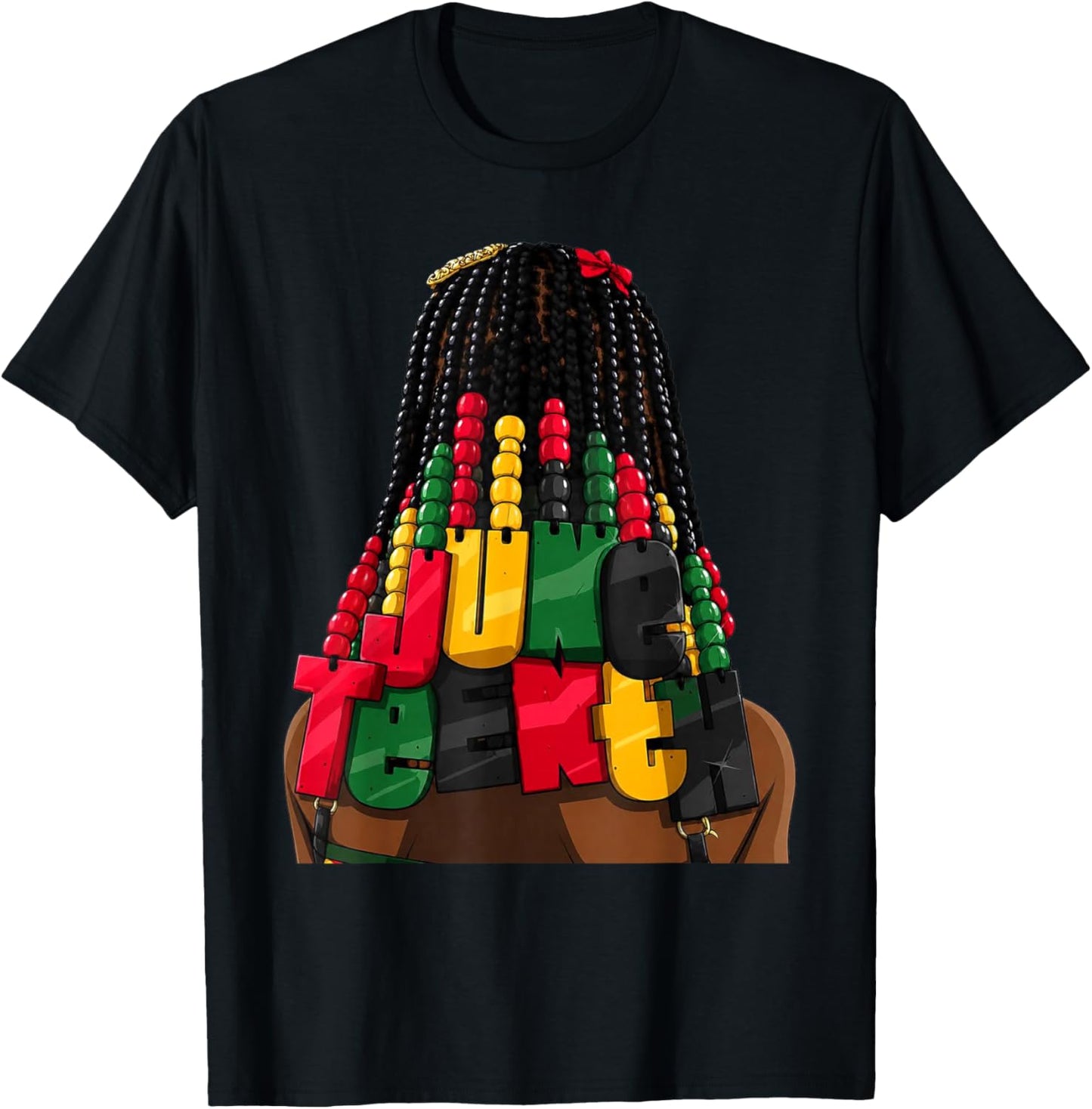 Juneteenth Braids Beads Hair Jewelry Freedom Day Graphic T-Shirt - T-Shirt | Black