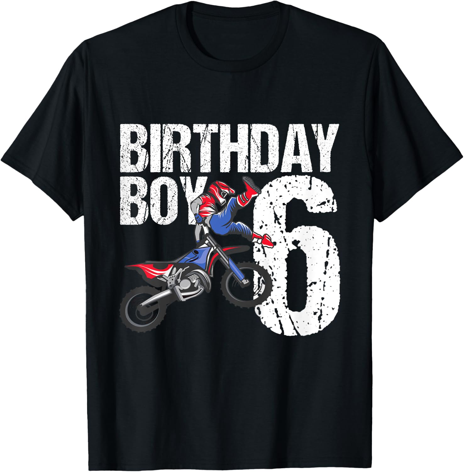 6 Year Old Dirt Bike Birthday Party Motocross MX 6th Gift T-Shirt - T-Shirt | Black