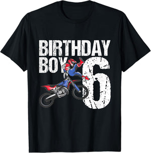 6 Year Old Dirt Bike Birthday Party Motocross MX 6th Gift T-Shirt - T-Shirt | Black