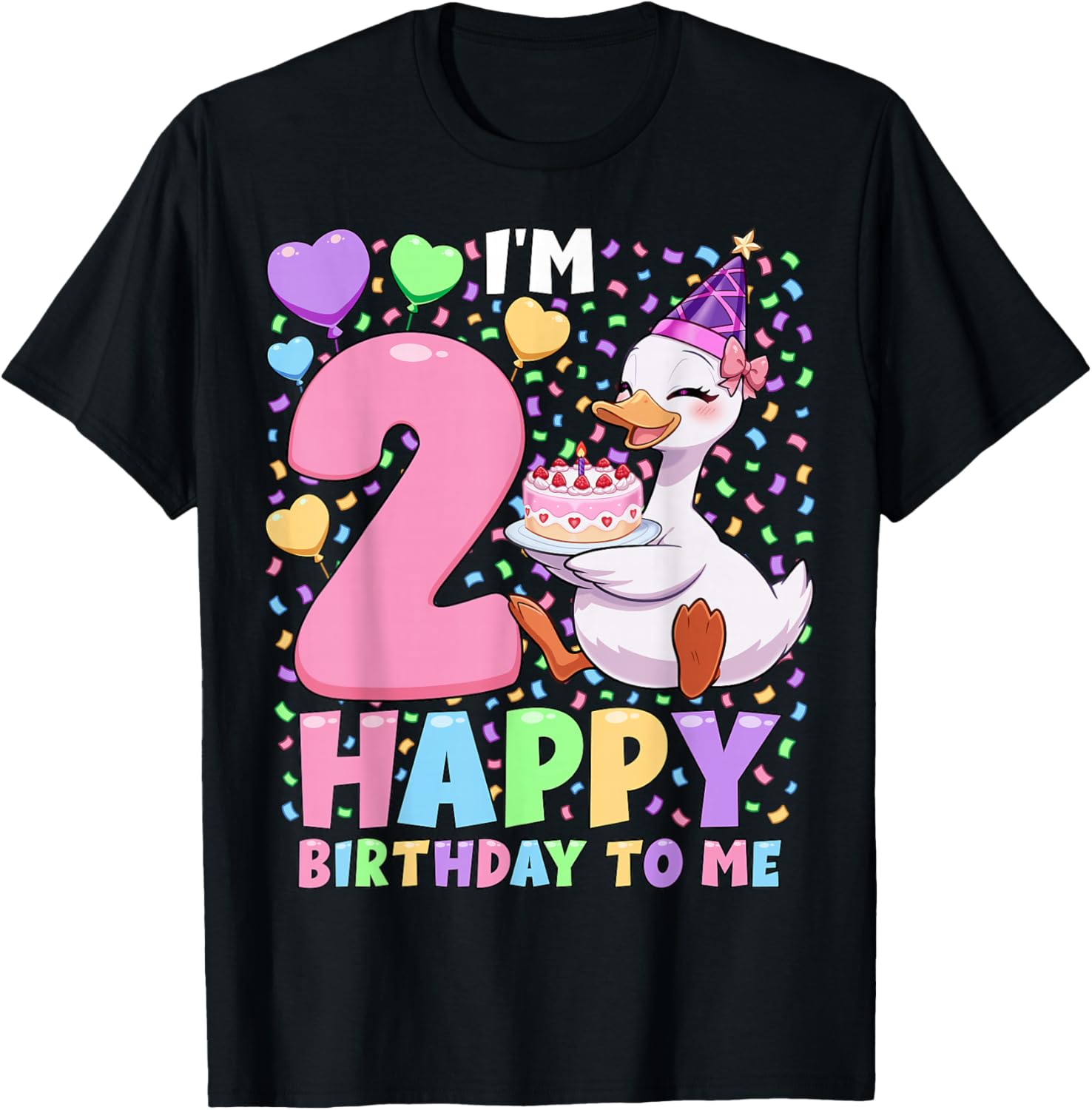 Silly Goose Birthday Shirt 2 | 2nd Birthday Girl Goose T-Shirt - T-Shirt | Black